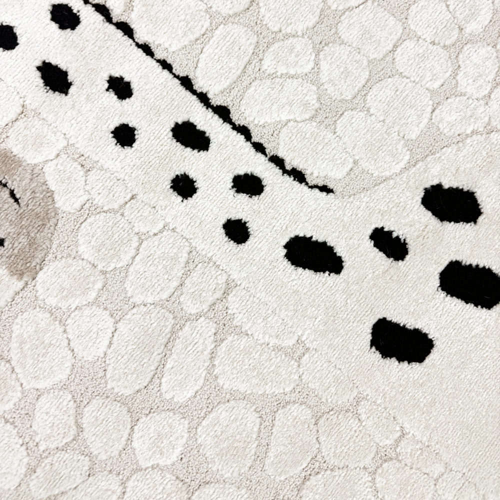 Kinderzimmer Teppich Spielzimmer glückliche Giraffe weich in beige creme schwarz
