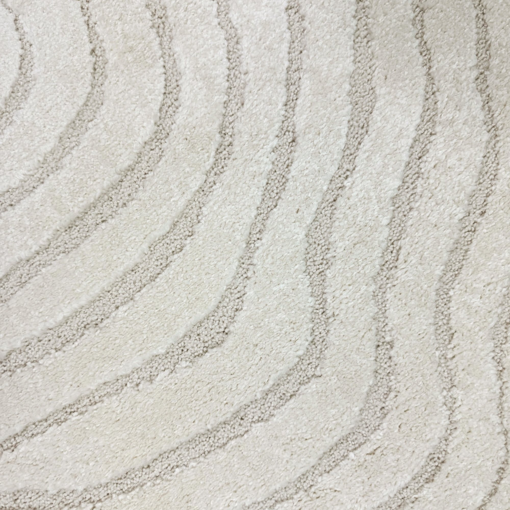 Wohnzimmer- und Kinderzimmerteppich in Beige mit Kreisförmigem Jahresringe Muster