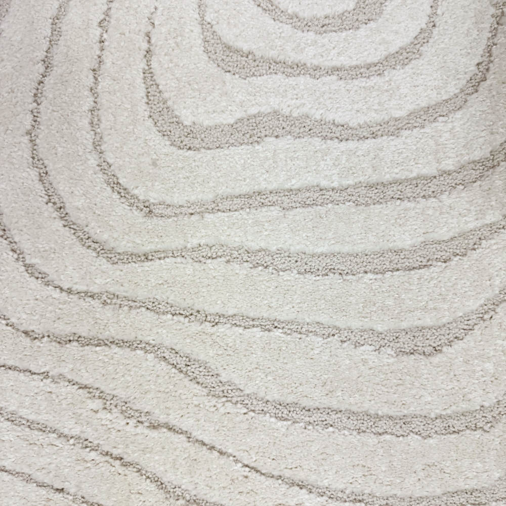 Wohnzimmer- und Kinderzimmerteppich in Beige mit Kreisförmigem Jahresringe Muster