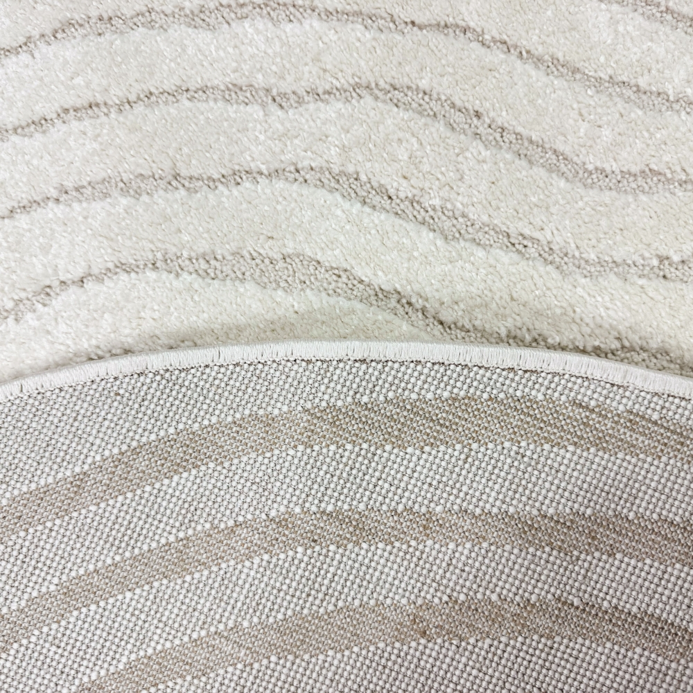 Wohnzimmer- und Kinderzimmerteppich in Beige mit Kreisförmigem Jahresringe Muster