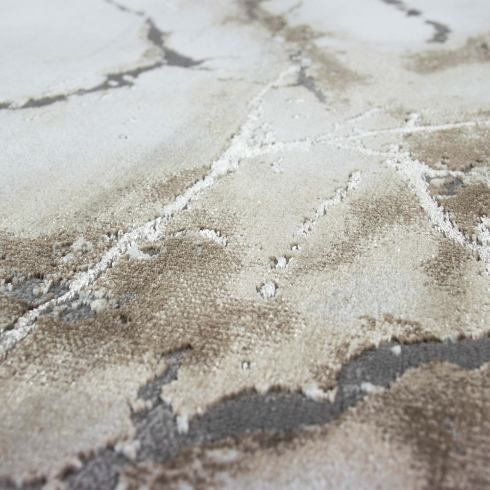 Teppich Marmor Muster mit Glanzfasern braun beige silber