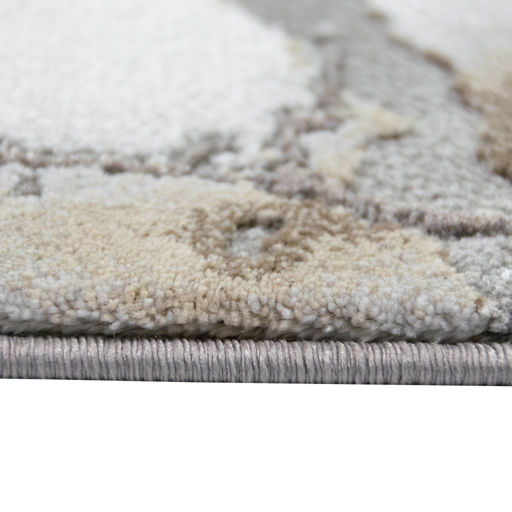 Teppich Marmor Muster mit Glanzfasern braun beige silber