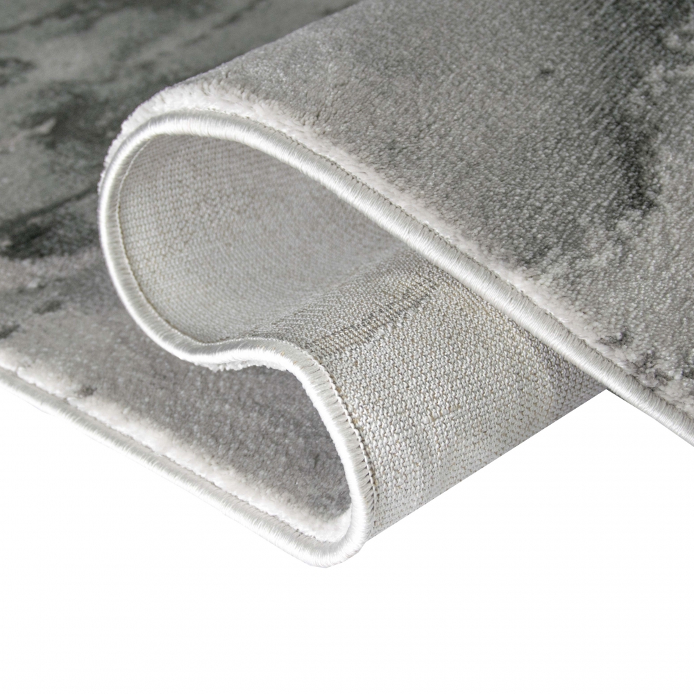 Teppich Marmor Muster mit Glanzfasern grau silber