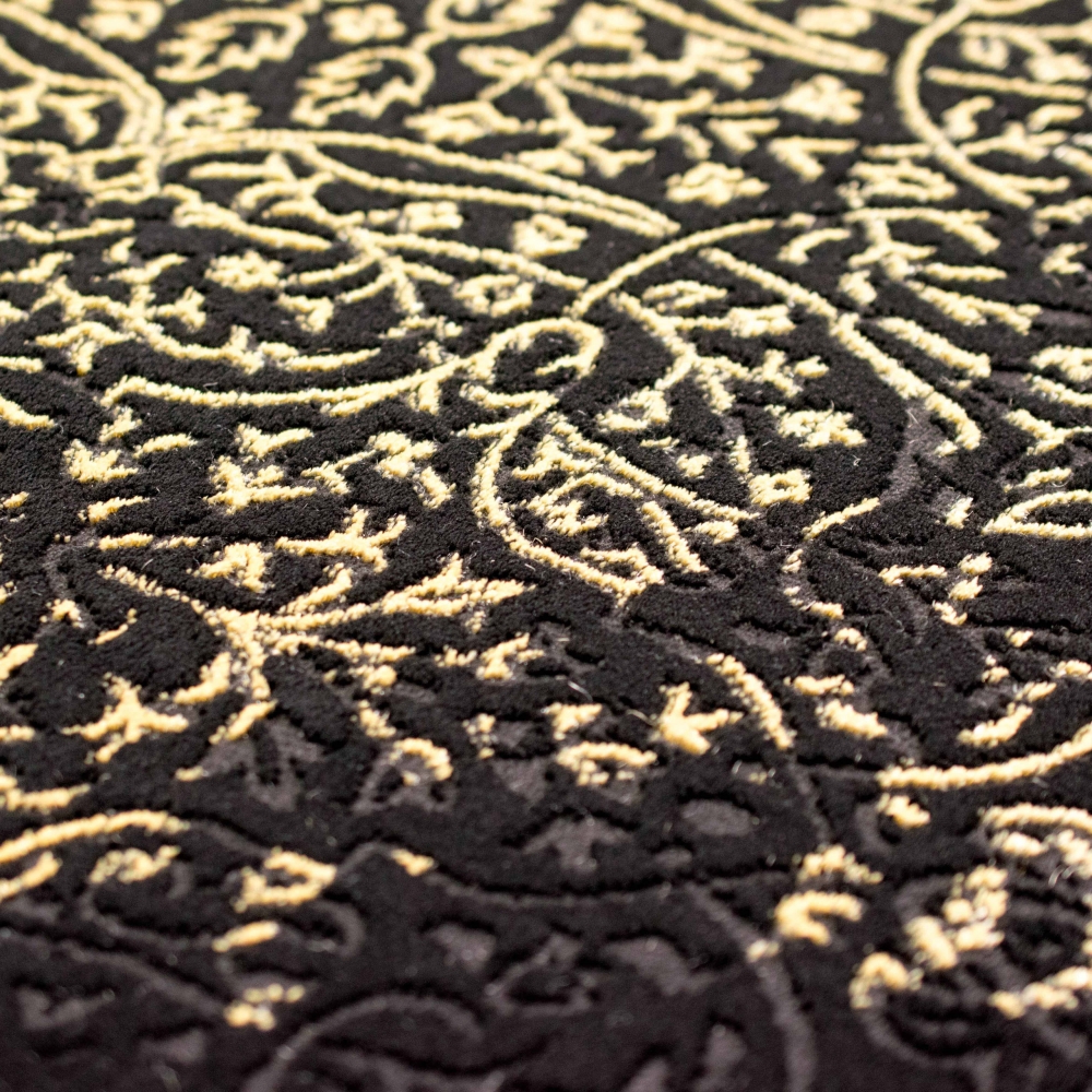 Teppich Wohnzimmer Designerteppich Ornamente schwarz gold