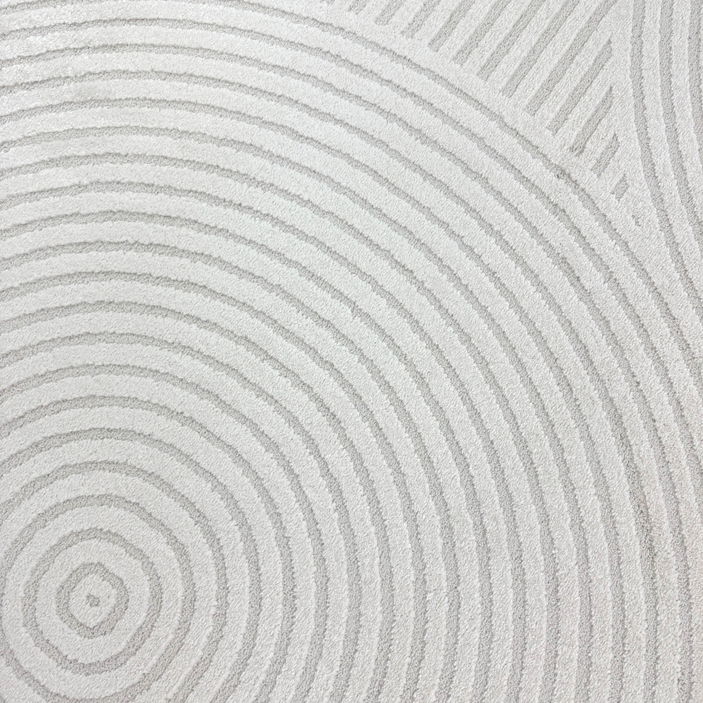 Moderner Wohnzimmerteppich mit elegantem Kreismuster in creme