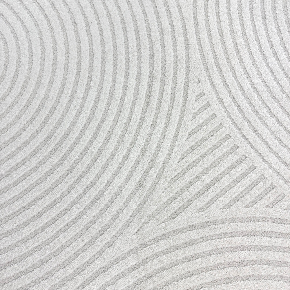 Moderner Wohnzimmerteppich mit elegantem Kreismuster in creme