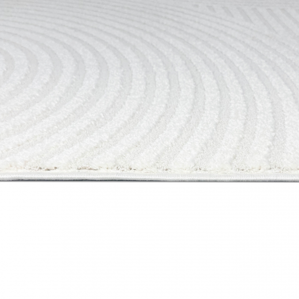 Moderner Wohnzimmerteppich mit elegantem Kreismuster in creme