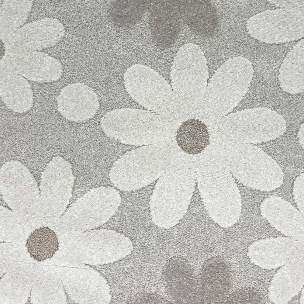 Süßer Kinderzimmerteppich mit 3D-Effekt im Blumenmuster in creme beige