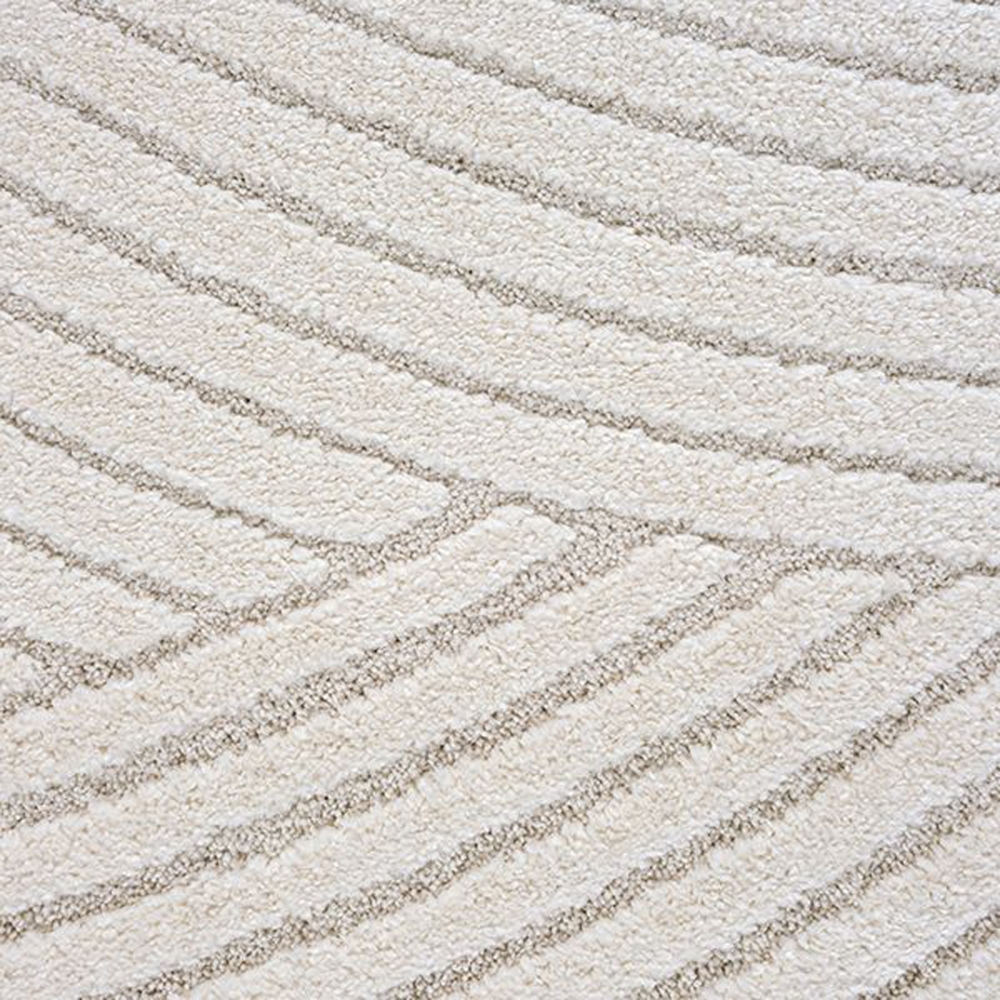 Moderner Teppich Weich, Pflegeleicht & Stilvoll mit Hoch-Tief-Wellenmuster in creme