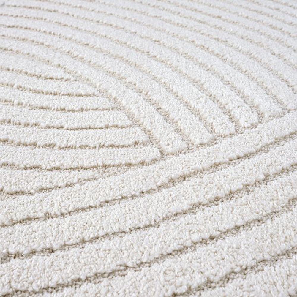 Moderner Teppich Weich, Pflegeleicht & Stilvoll mit Hoch-Tief-Wellenmuster in creme