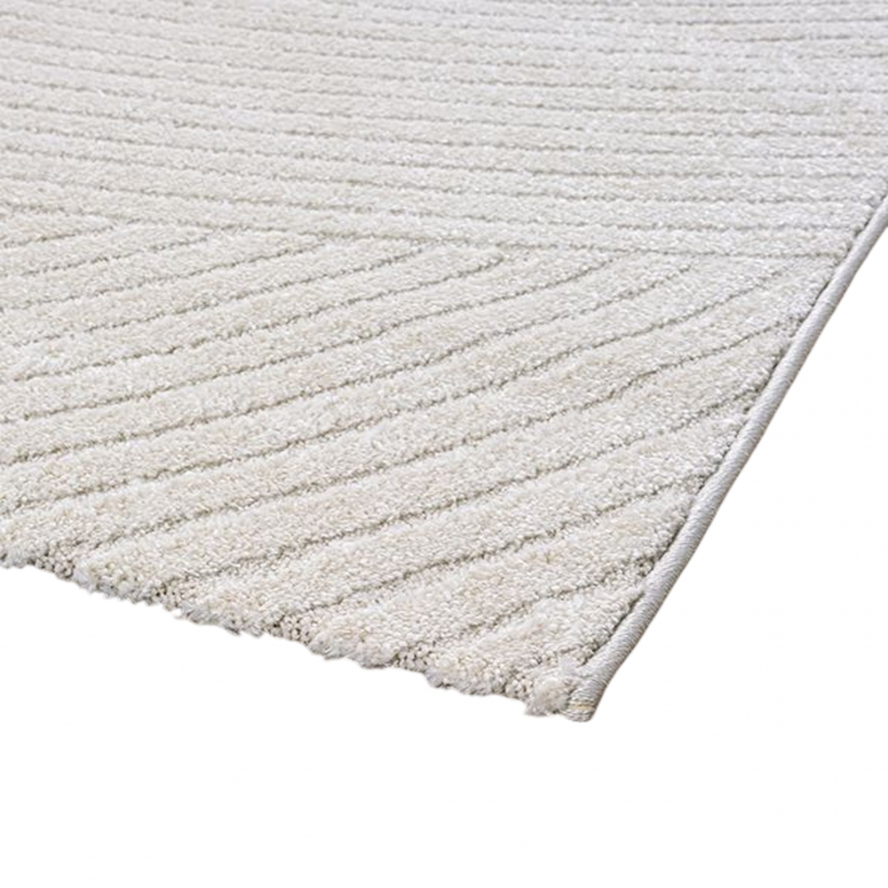 Moderner Teppich Weich, Pflegeleicht & Stilvoll mit Hoch-Tief-Wellenmuster in creme