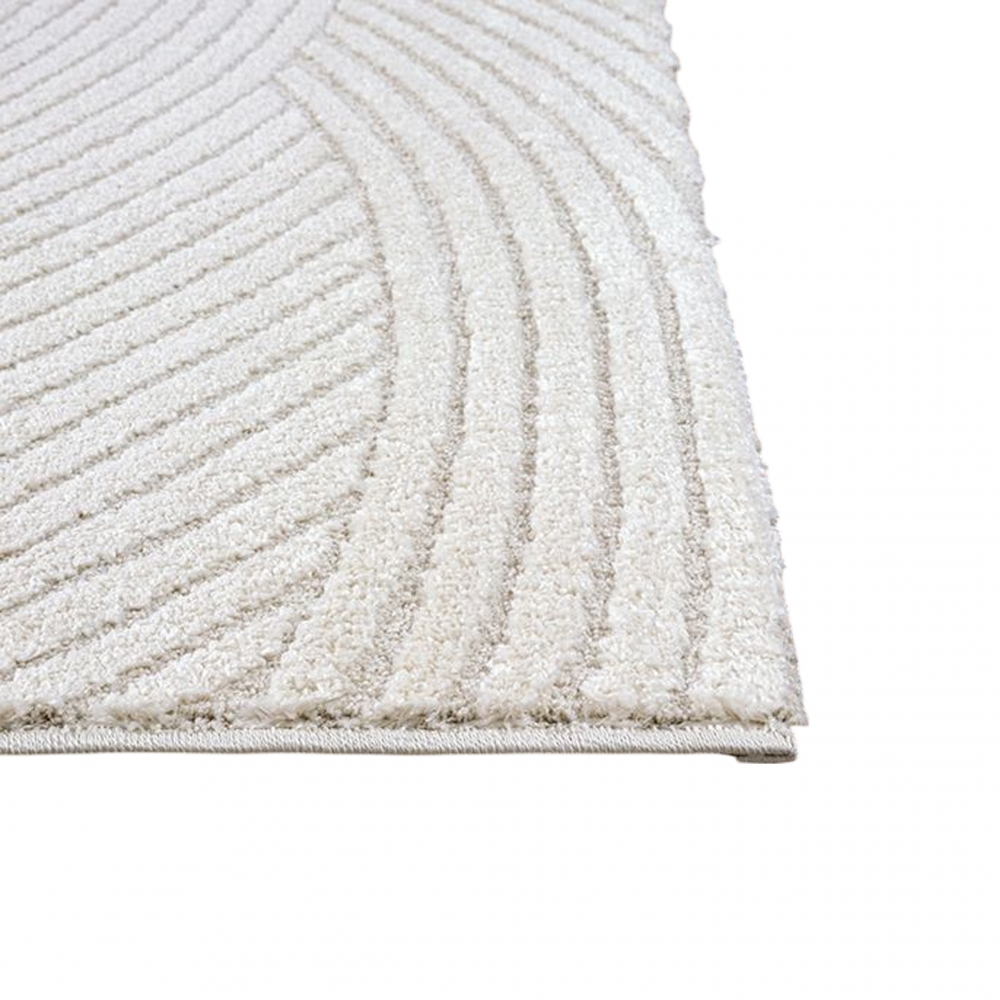 Moderner Teppich Weich, Pflegeleicht & Stilvoll mit Hoch-Tief-Wellenmuster in creme