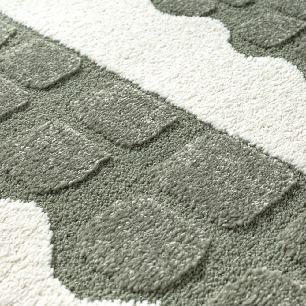 Design Kinderteppich Krokodil minimalistisch Creme Grün 3D Struktur