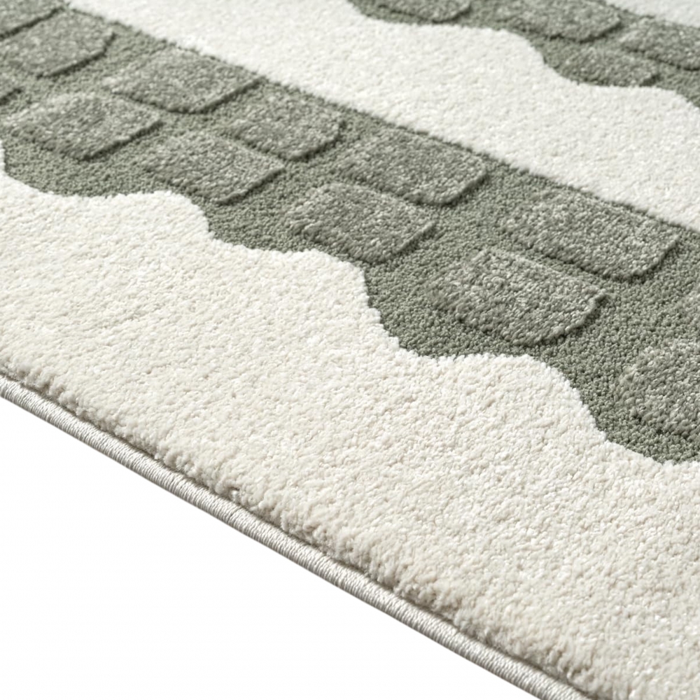 Design Kinderteppich Krokodil minimalistisch Creme Grün 3D Struktur