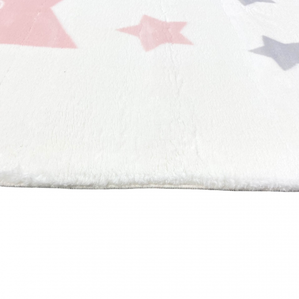 Teppich flauschig Kinderzimmer Sterne pflegeleicht in weiß