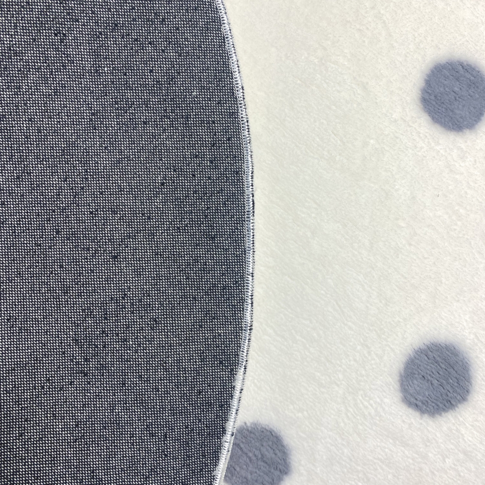Kinder-Teppich weich in Rund creme-grau Punkte-Umrandung