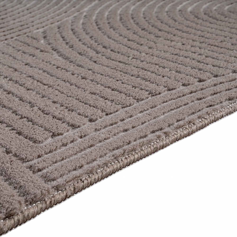 Teppich Taupe mit modernem Bogenmuster und strukturierter Oberfläche