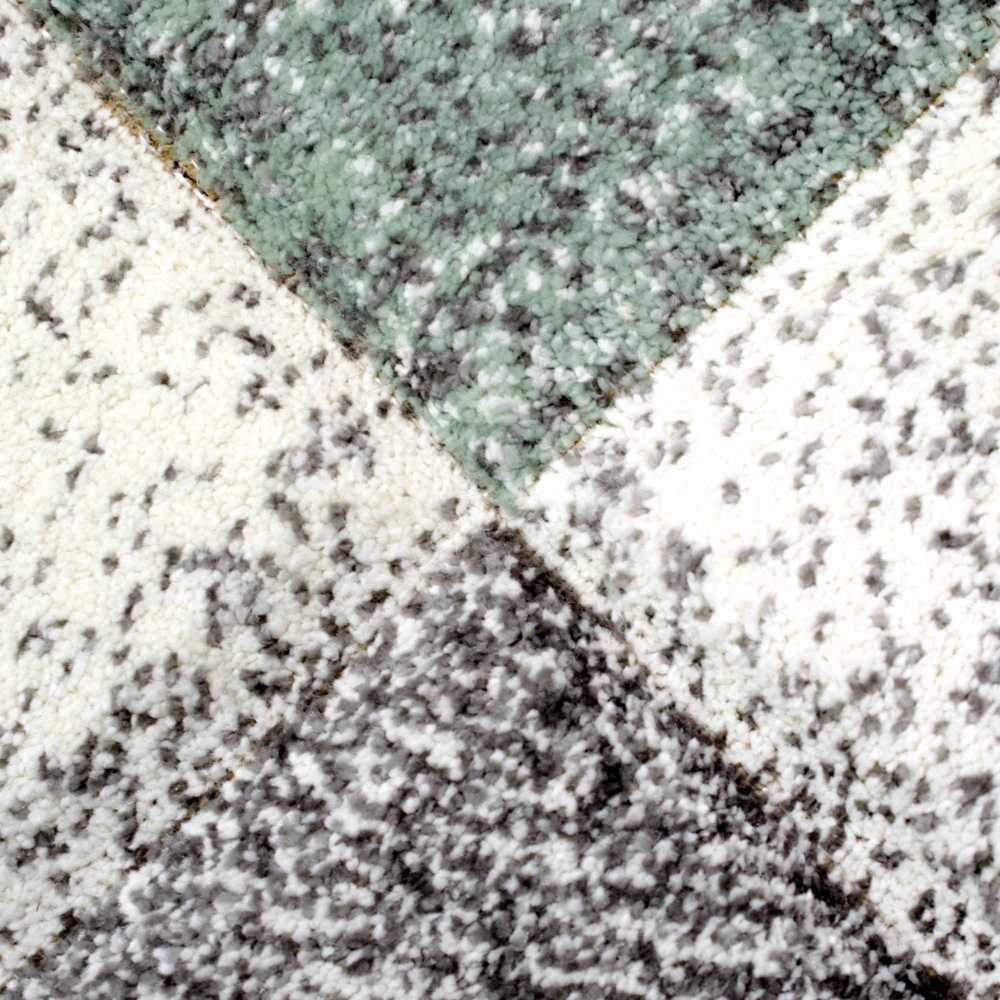 Abstrakter Teppich Flur Wohnzimmer modernes Karomuster in anthrazit grau grün