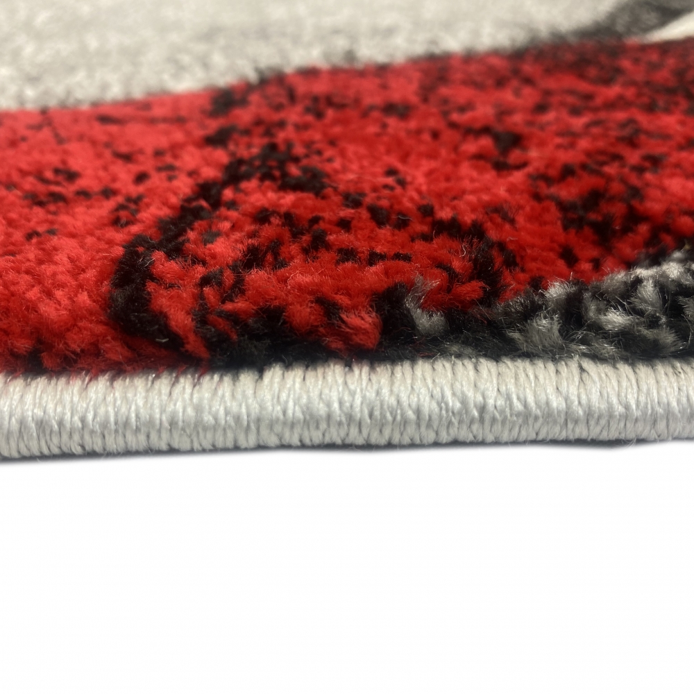 Hoch-Tief Effekt Rautendesign Teppich abstrakt in anthrazit rot