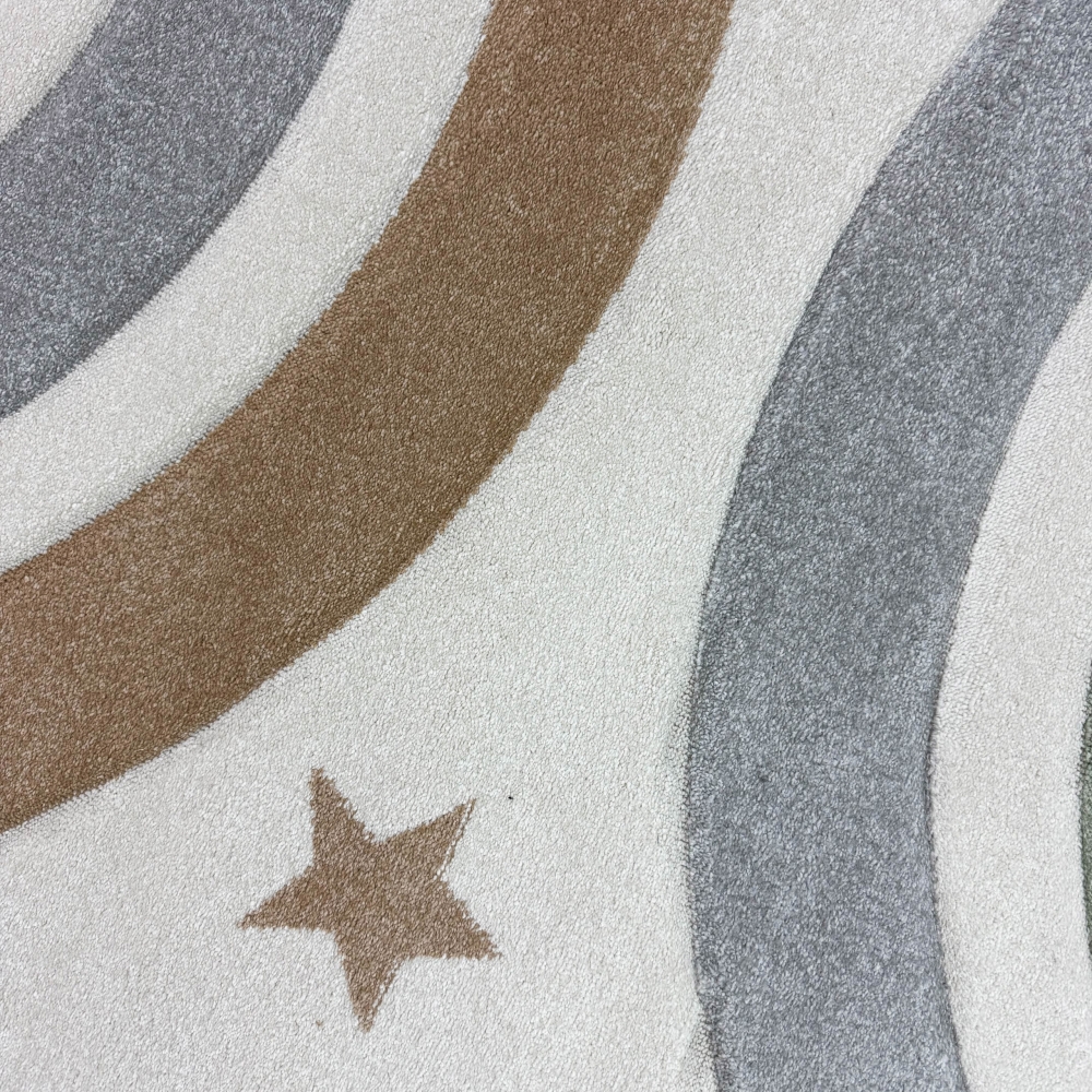 Moderner Teppich Pastellfarben weich pflegeleicht mit Regenbogendesign in Creme