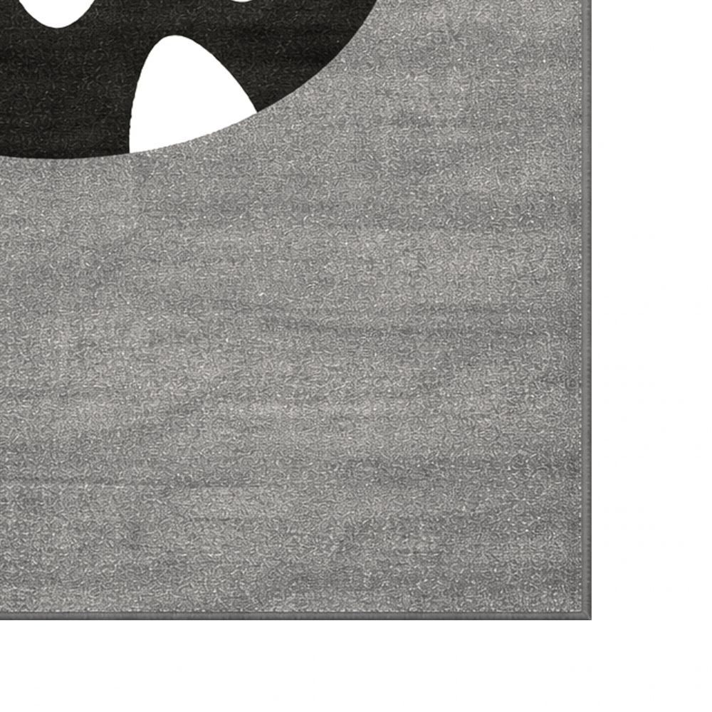 Design Kinderteppich Rund Grau Monster Look