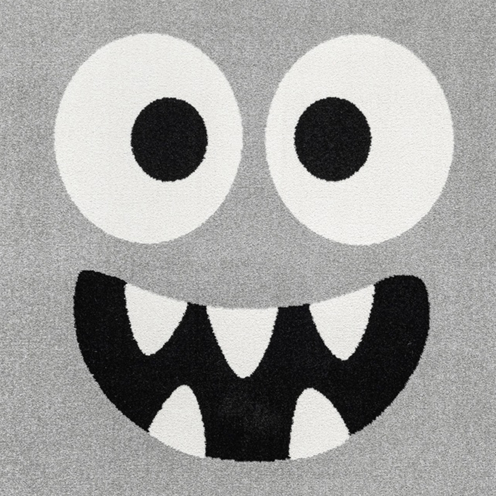 Design Kinderteppich Grau Monster Look