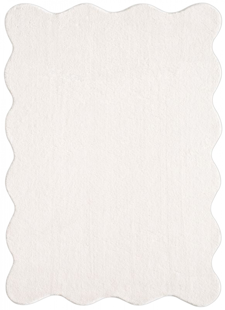 Teppich Design creme flauschig in moderner Wellenform