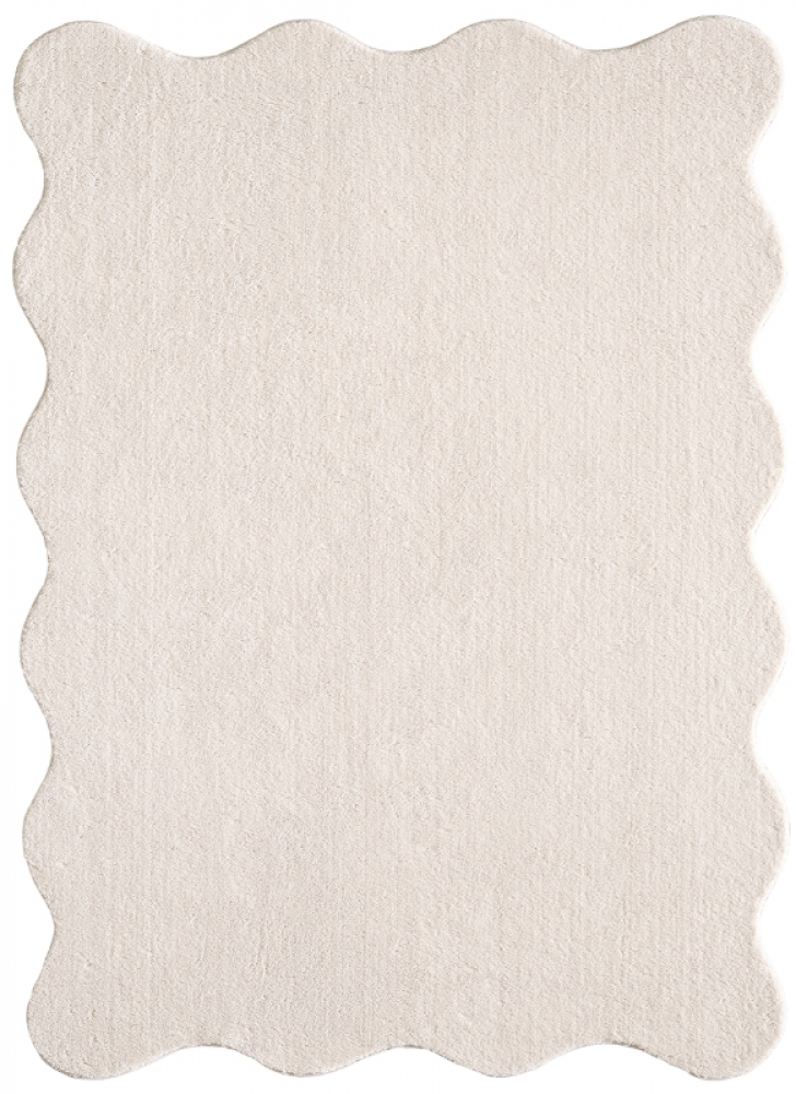 Design Teppich beige weich mit abstrakter Wellenform
