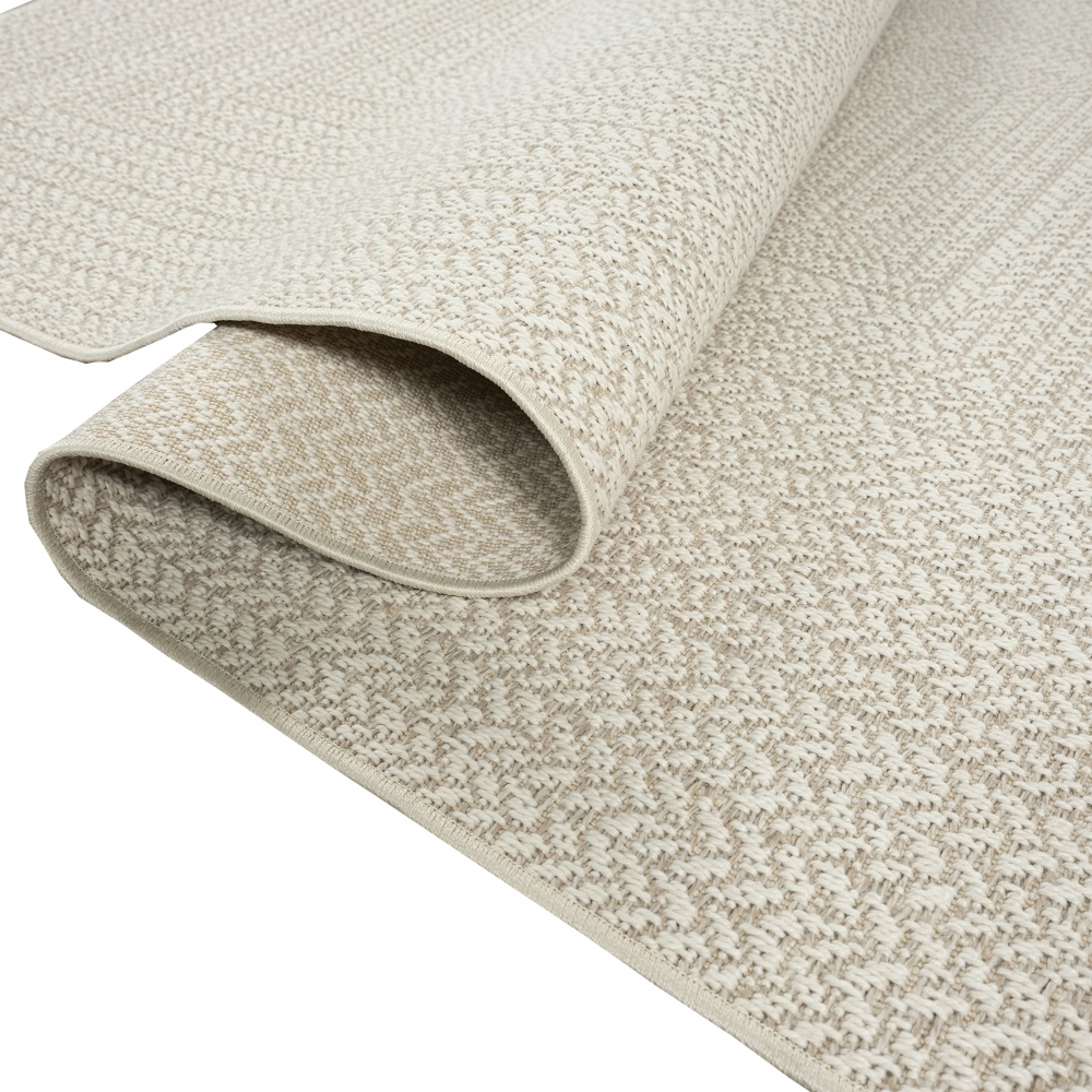 Teppich Outdoor Wohnzimmer wetterfest mit rechteckigem Linienmuster in Creme