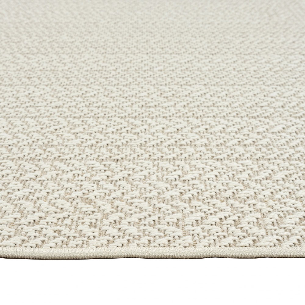 Teppich Outdoor Wohnzimmer wetterfest mit rechteckigem Linienmuster in Creme