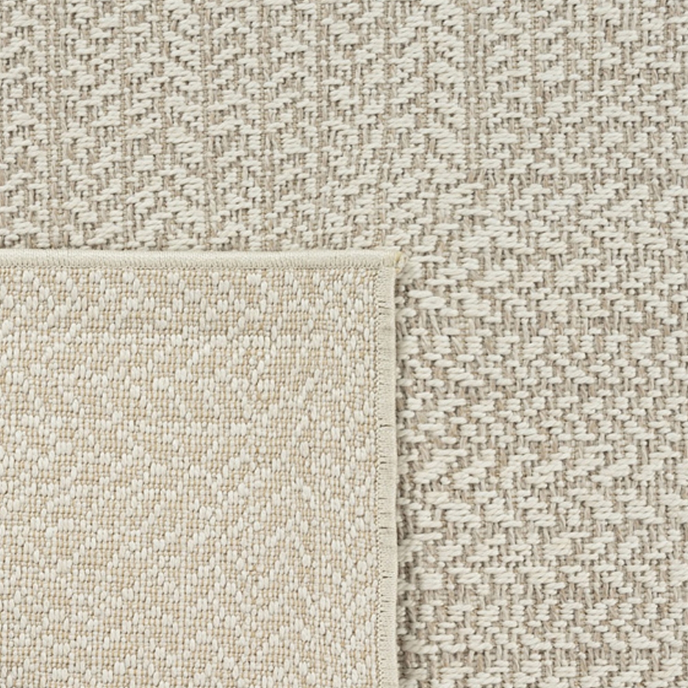 Teppich Outdoor Wohnzimmer wetterfest mit rechteckigem Linienmuster in Creme