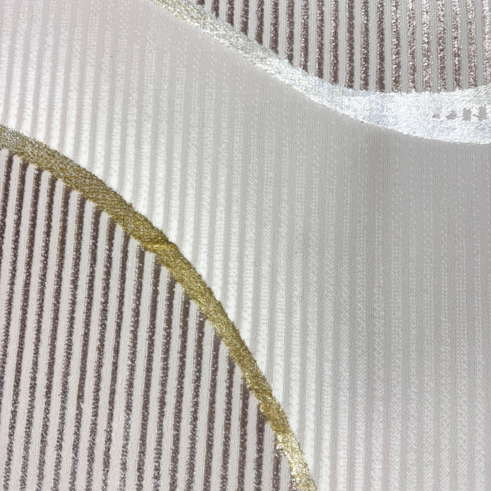 Kurzflorteppich Creme geschwungene Linien modern mit Glanzeffekt für Wohnzimmer und Schlafzimmer