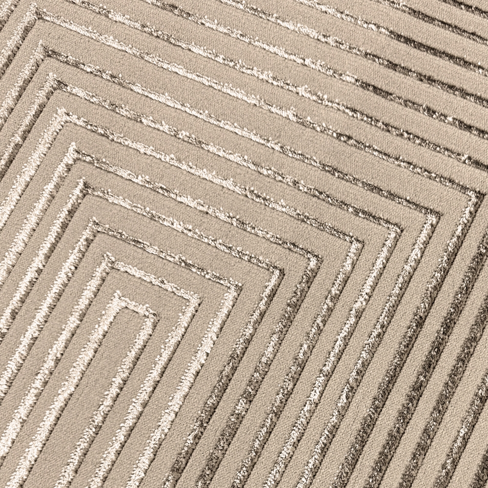 Moderner Wohnzimmerteppich im geometrischen Design in Braun