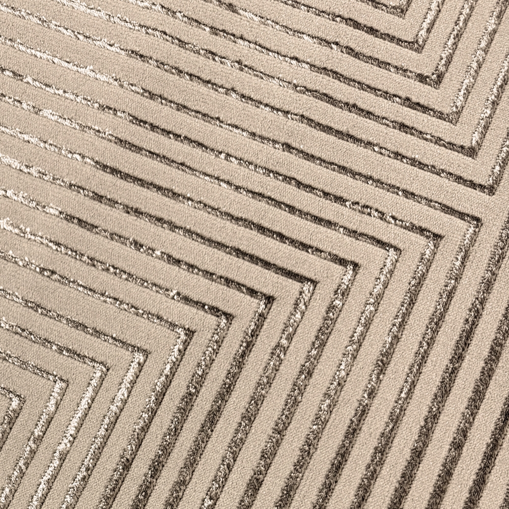 Moderner Wohnzimmerteppich im geometrischen Design in Braun
