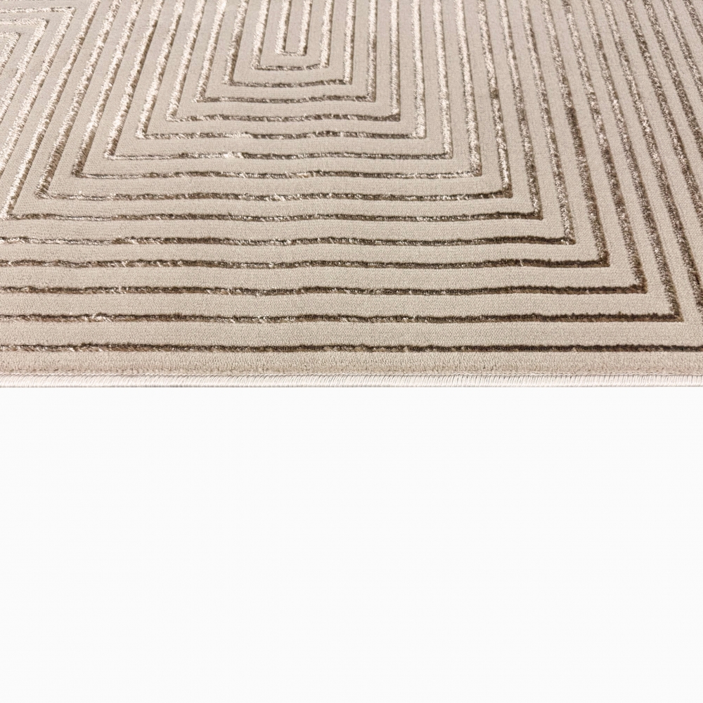Moderner Wohnzimmerteppich im geometrischen Design in Braun