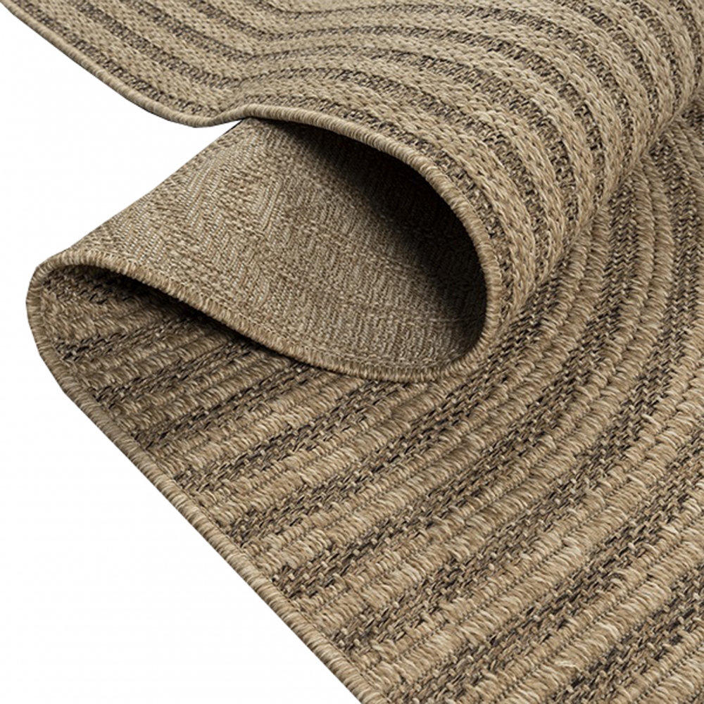 In- & Outdoor Teppich mit geometrischem Bogenmuster in braun beige
