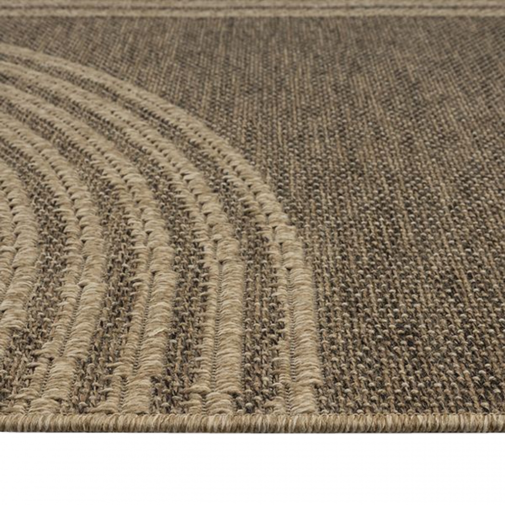 In- & Outdoor Teppich mit geometrischem Bogenmuster in braun beige