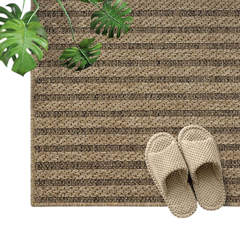 In- & Outdoor Teppich mit geometrischem Bogenmuster in braun beige