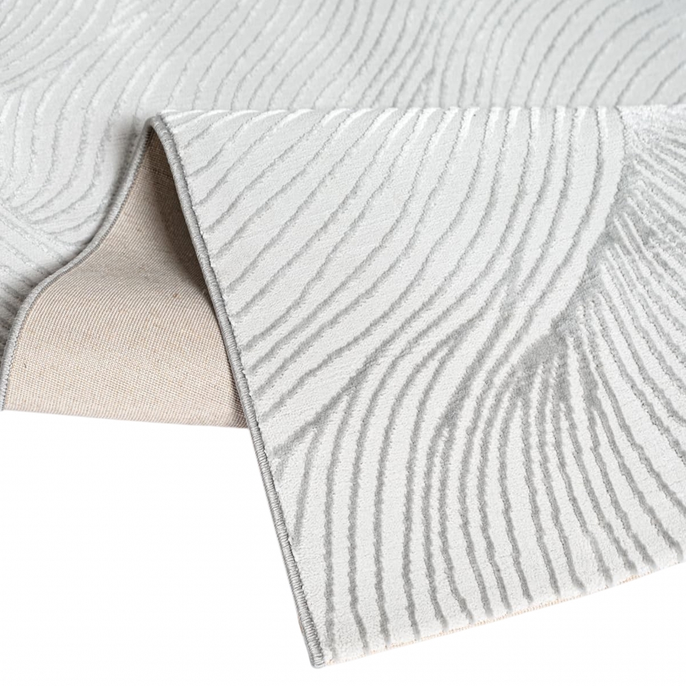 Teppich Silber Strukturmuster modern weich Wohnbereich