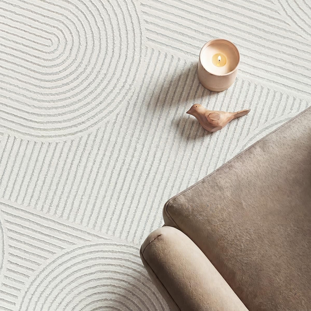 Teppich Creme Ornament Stil modern Wohnbereich