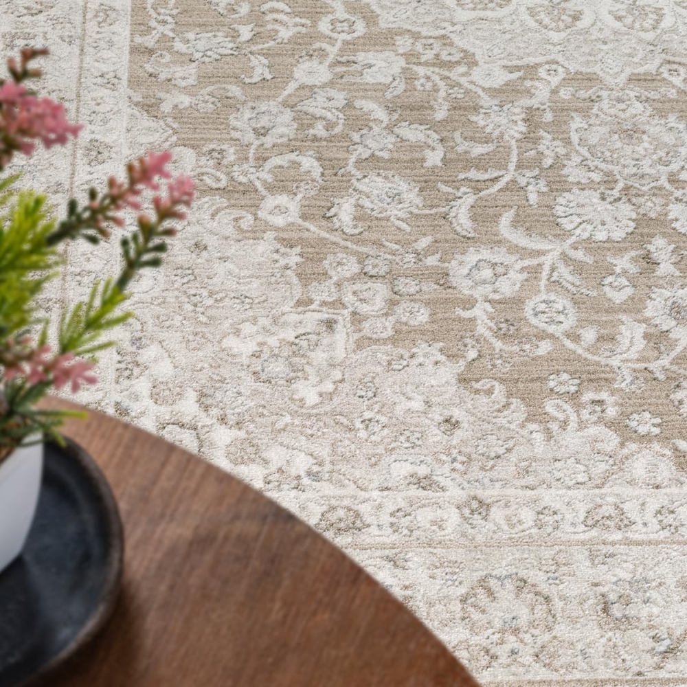 Teppich Beige Klassik Design stilvoll Wohnbereich