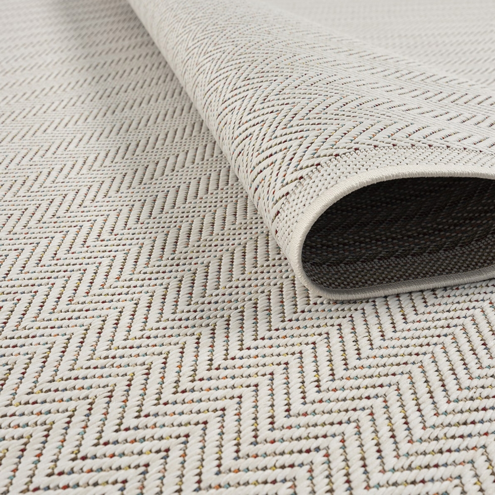 Wetterfester pflegeleichter In-Outdoor-Teppich in modernem Creme-Grau-Design