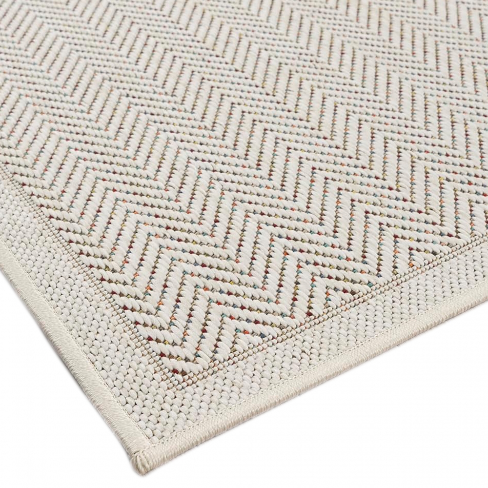 Wetterfester pflegeleichter In-Outdoor-Teppich in modernem Creme-Grau-Design