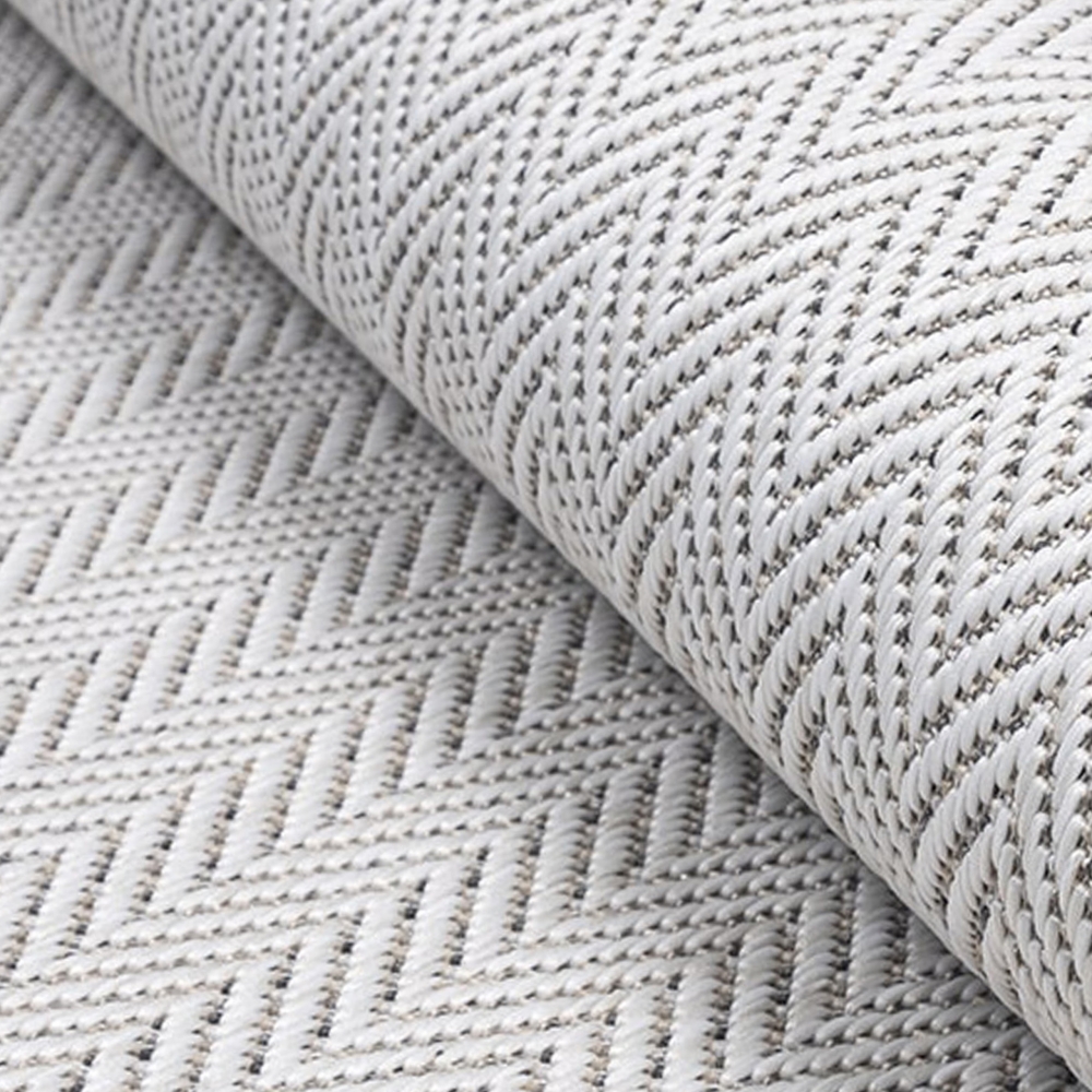 Moderner, pflegeleichter In-Outdoor Teppich mit wetterfestem Zick-Zack Muster in Beige