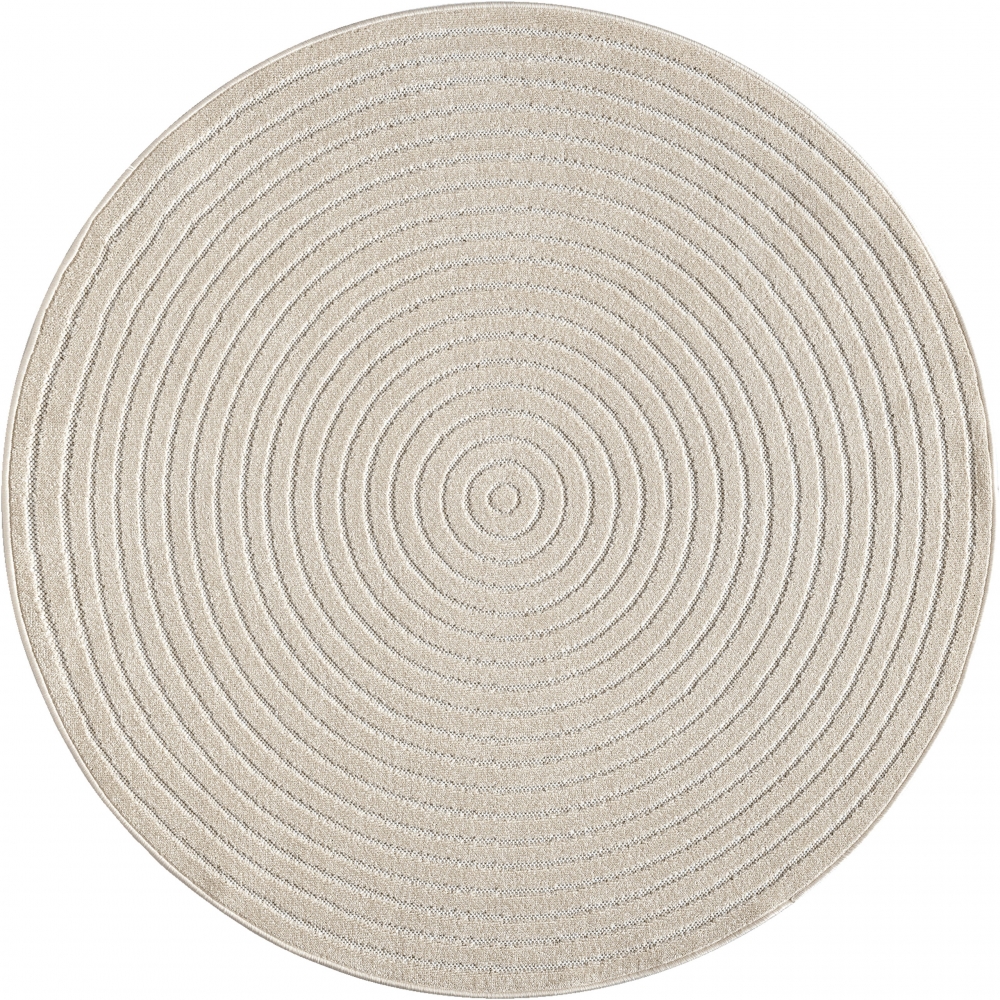Outdoor Designteppich Beige rund moderne Struktur wetterfest robust