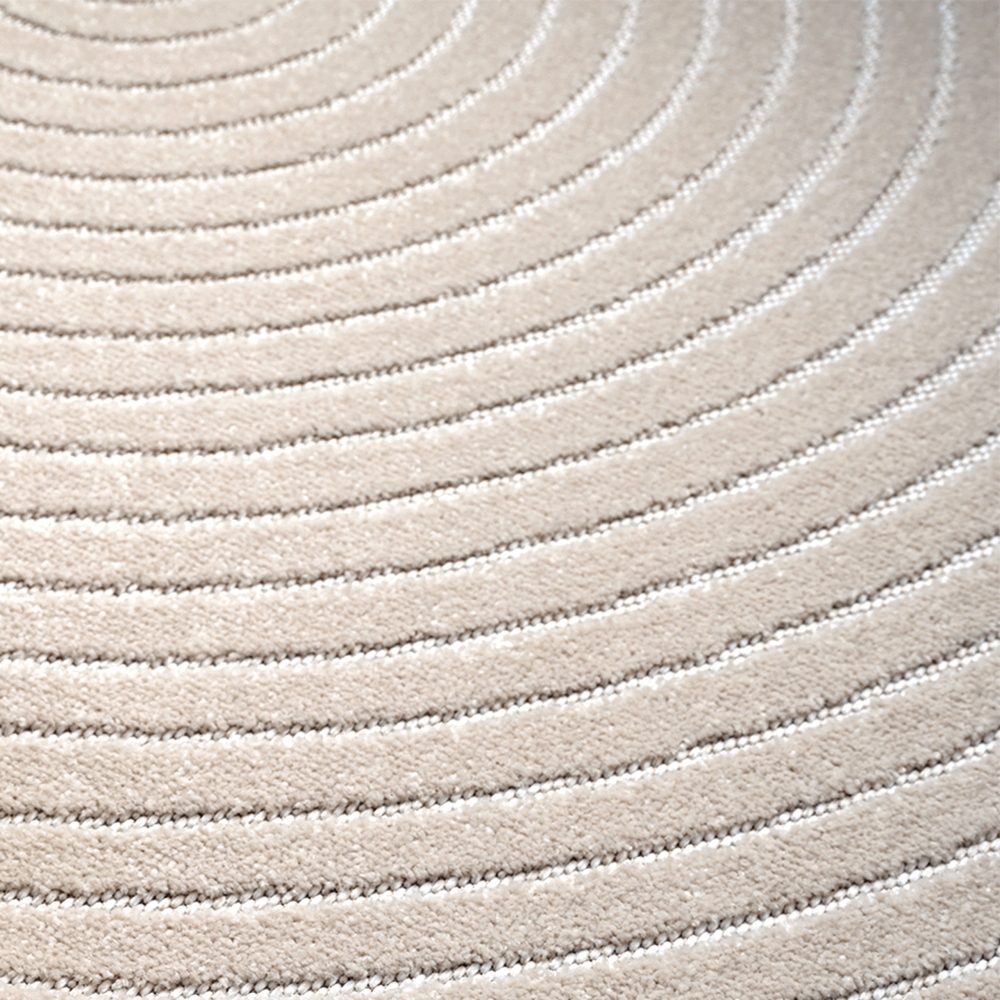 Outdoor Designteppich Beige rund moderne Struktur wetterfest robust