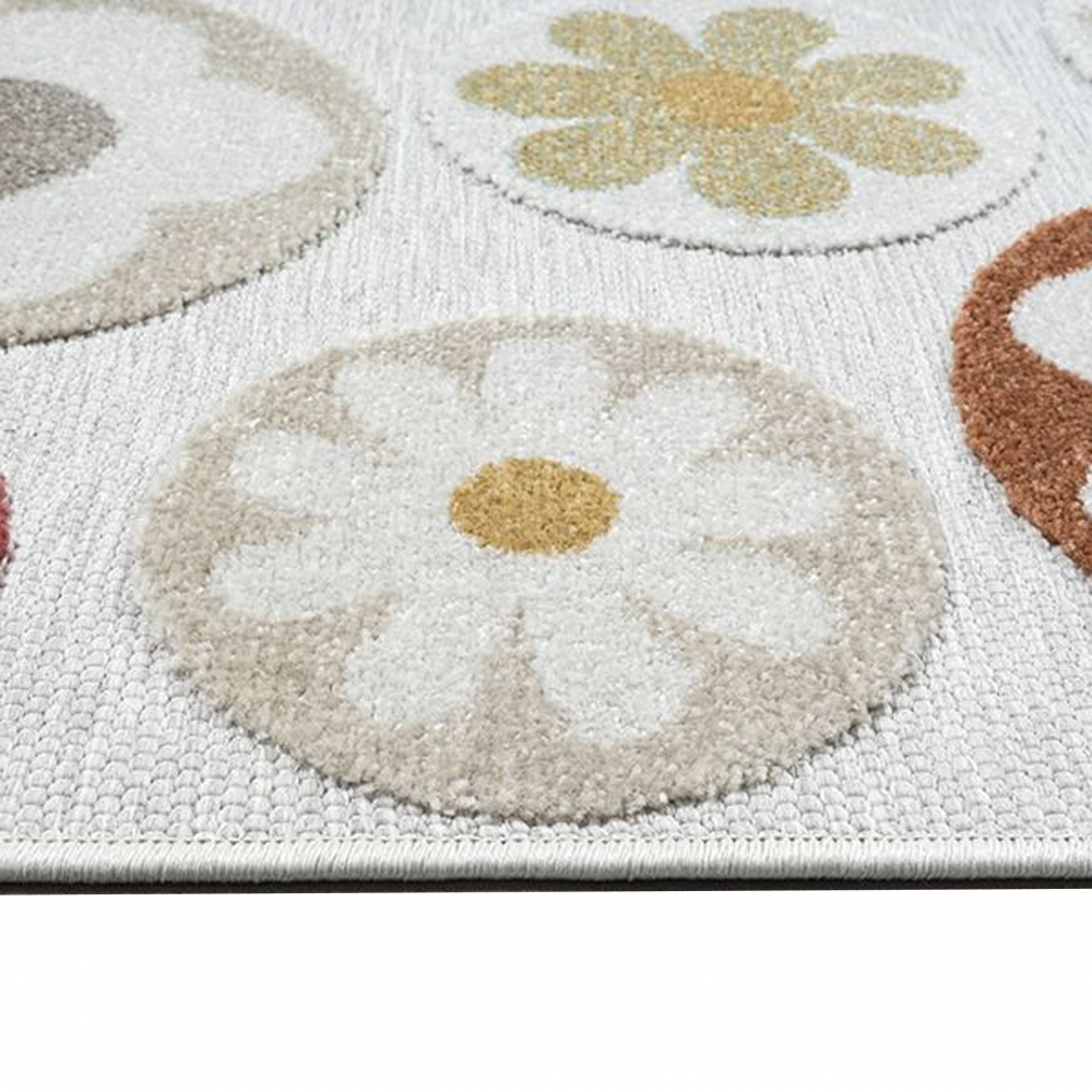 Eleganter Teppich florale Motive in sanften Erdtönen für stilvolle Innen- & Außen Wohnräume creme bunt