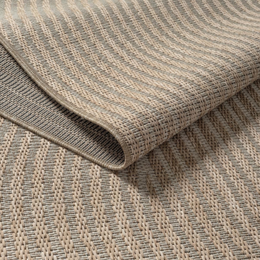 Teppich Outdoor grafisches Linienmuster wetterfest Terrasse Balkon Beige