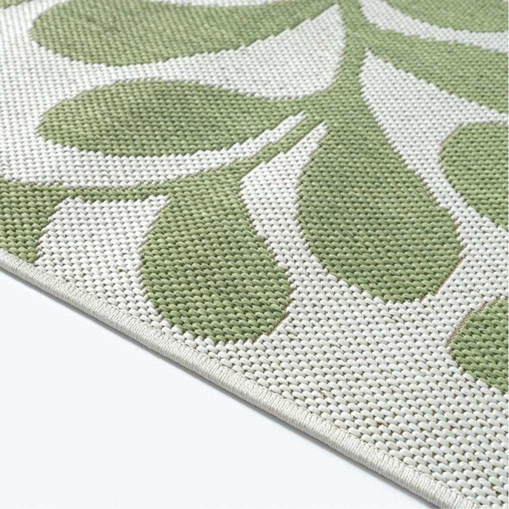 Moderner Outdoor Teppich Grün Weiß Blätterdesign Terrasse