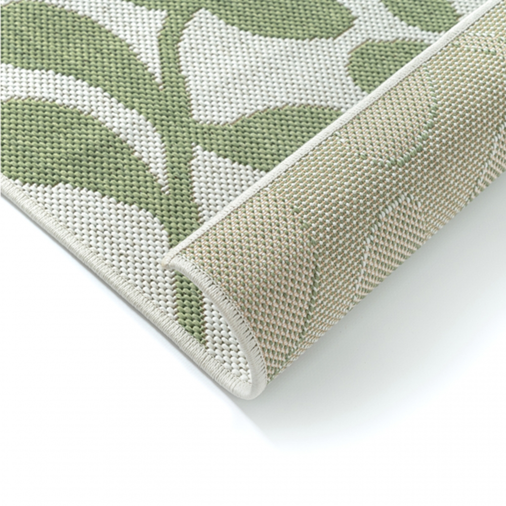 Moderner Outdoor Teppich Grün Weiß Blätterdesign Terrasse